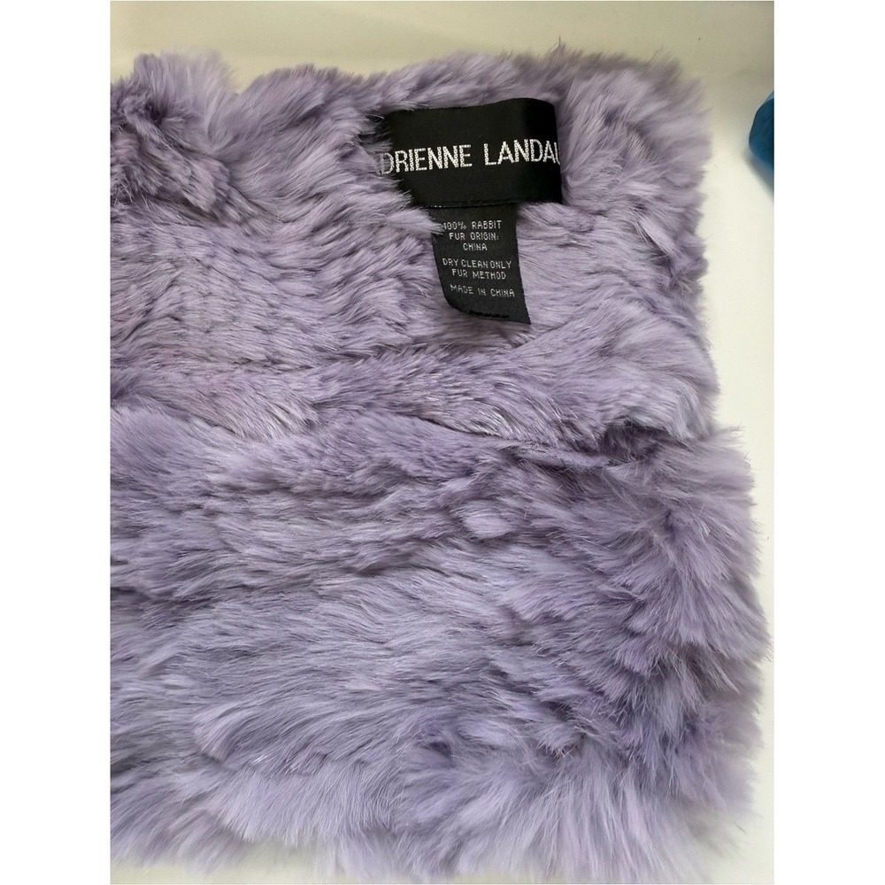 Adrienne Landau Lavender Purple 100% Genuine Rabbit Fur Scarf Plush Wrap - Picture 6 of 6
